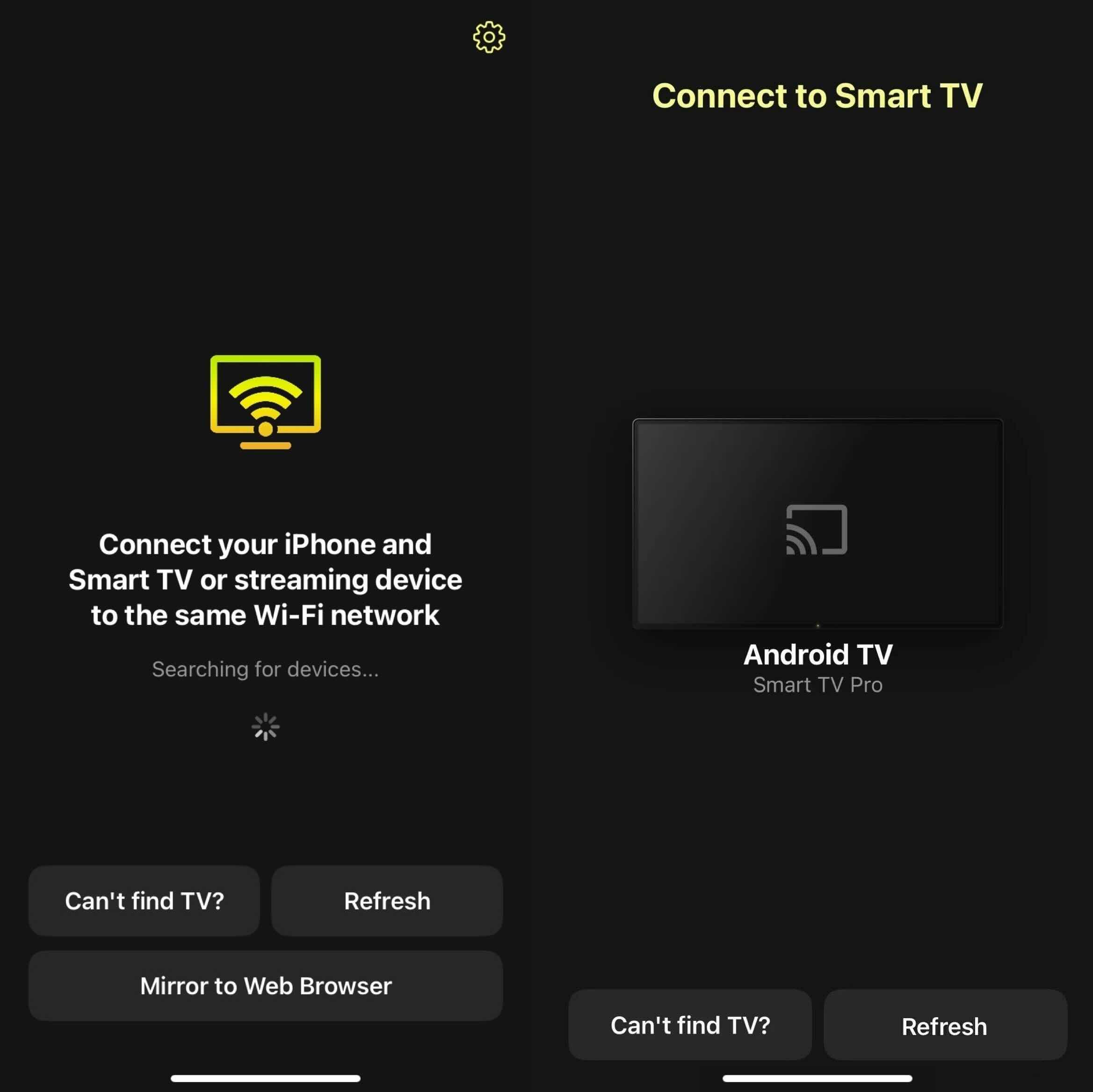 Find and select your TV device in DoCast