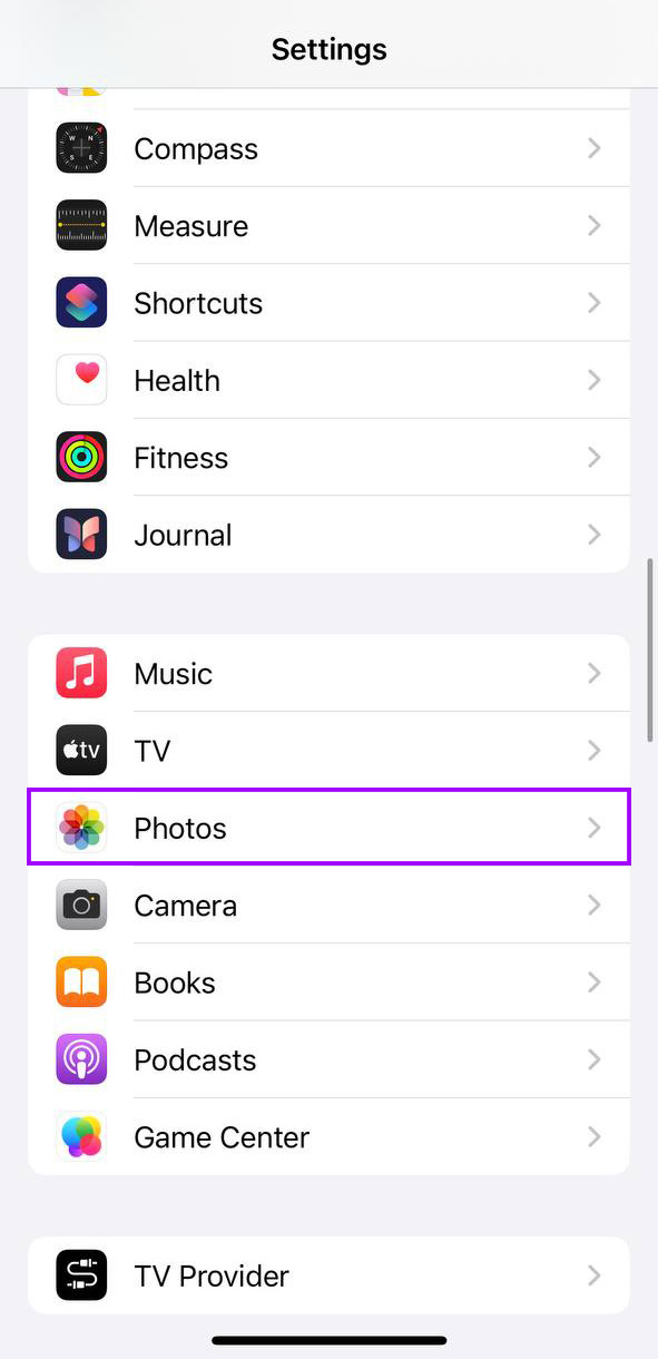 photos app settings