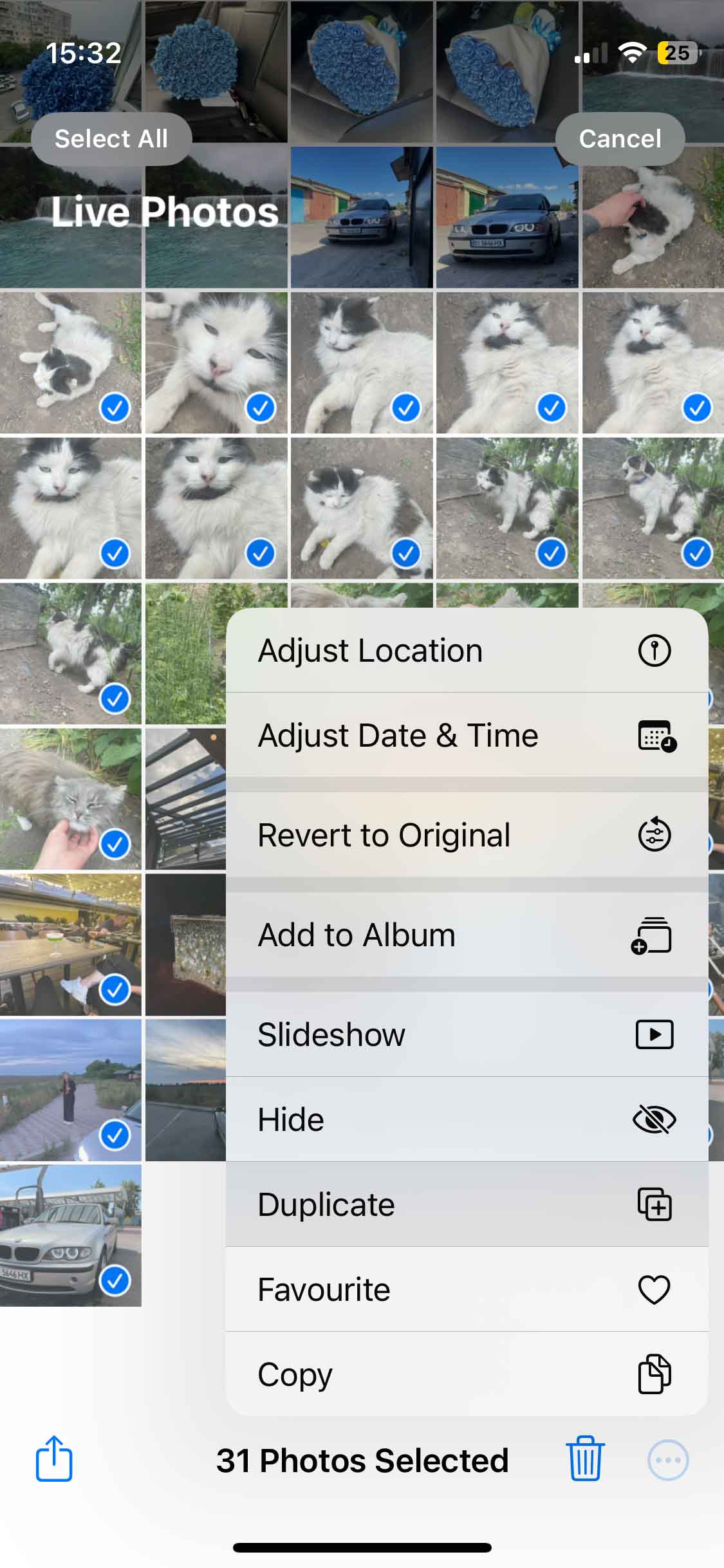 Duplicate multiple Live Photos