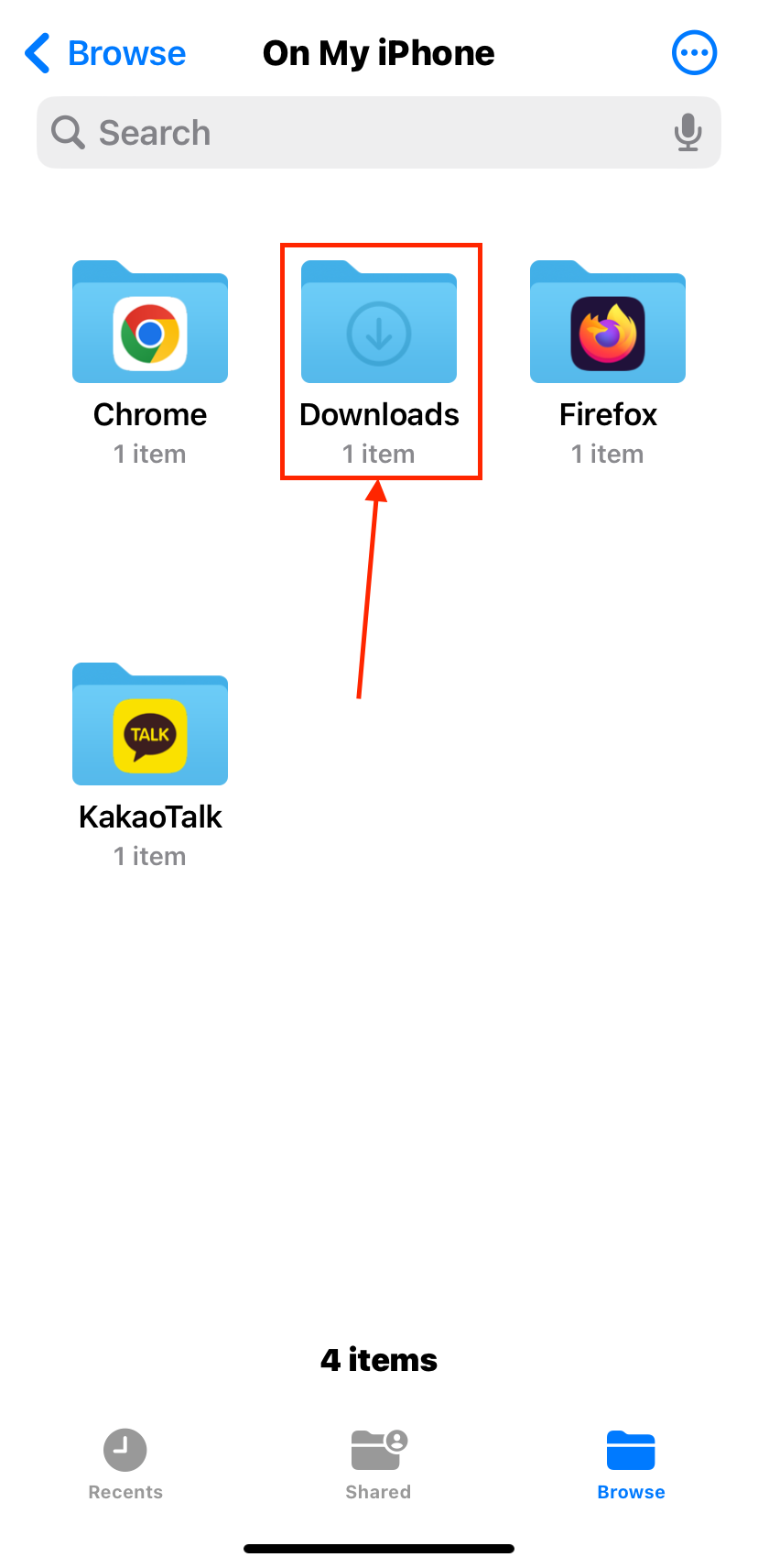 iPhone local Downloads folder in the Files app