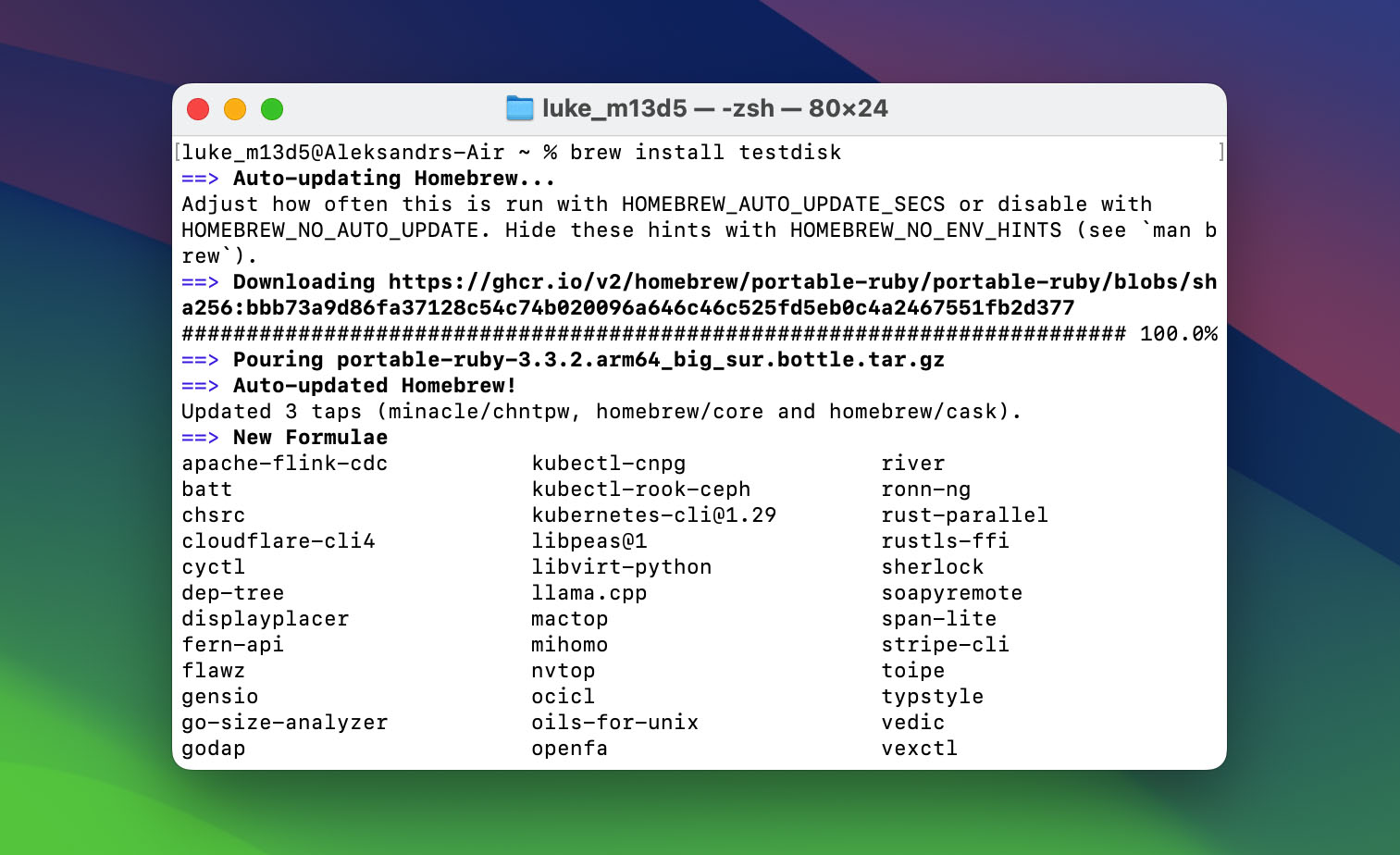 Install testdisk via Homebrew