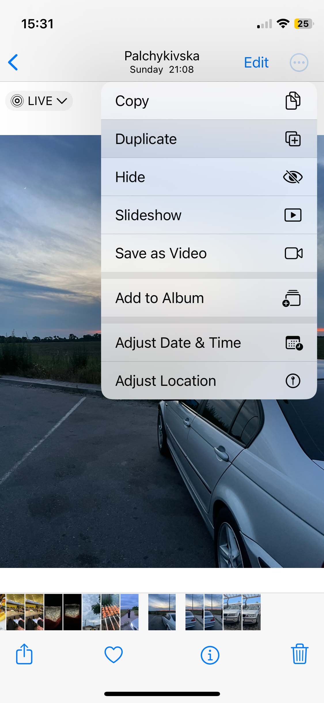 Duplicate Live Photo in photos app