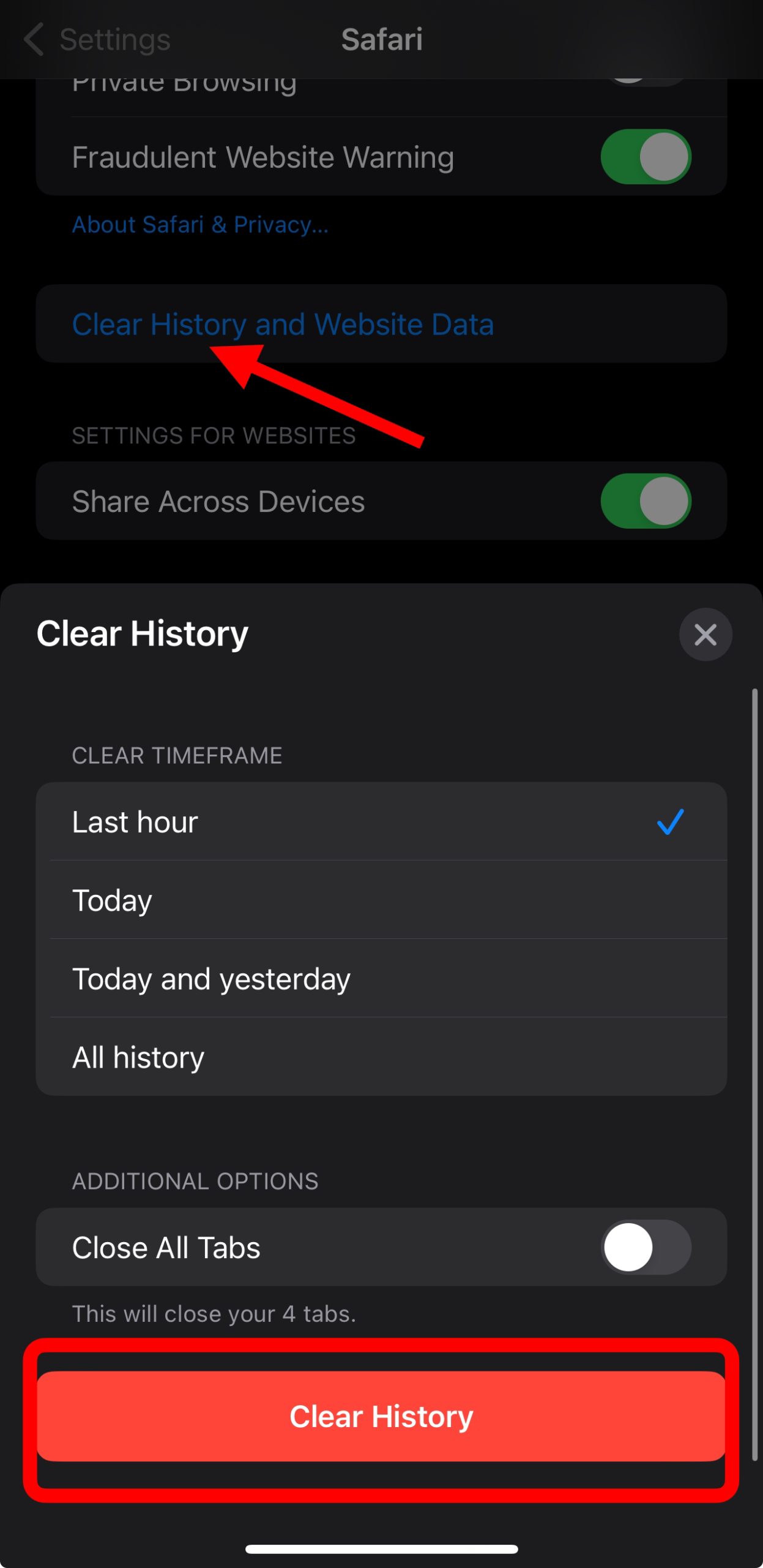 clear history