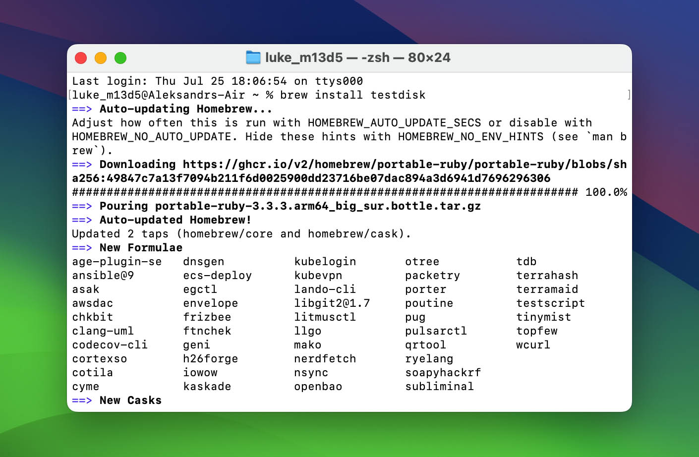 install testdisk with homebrew