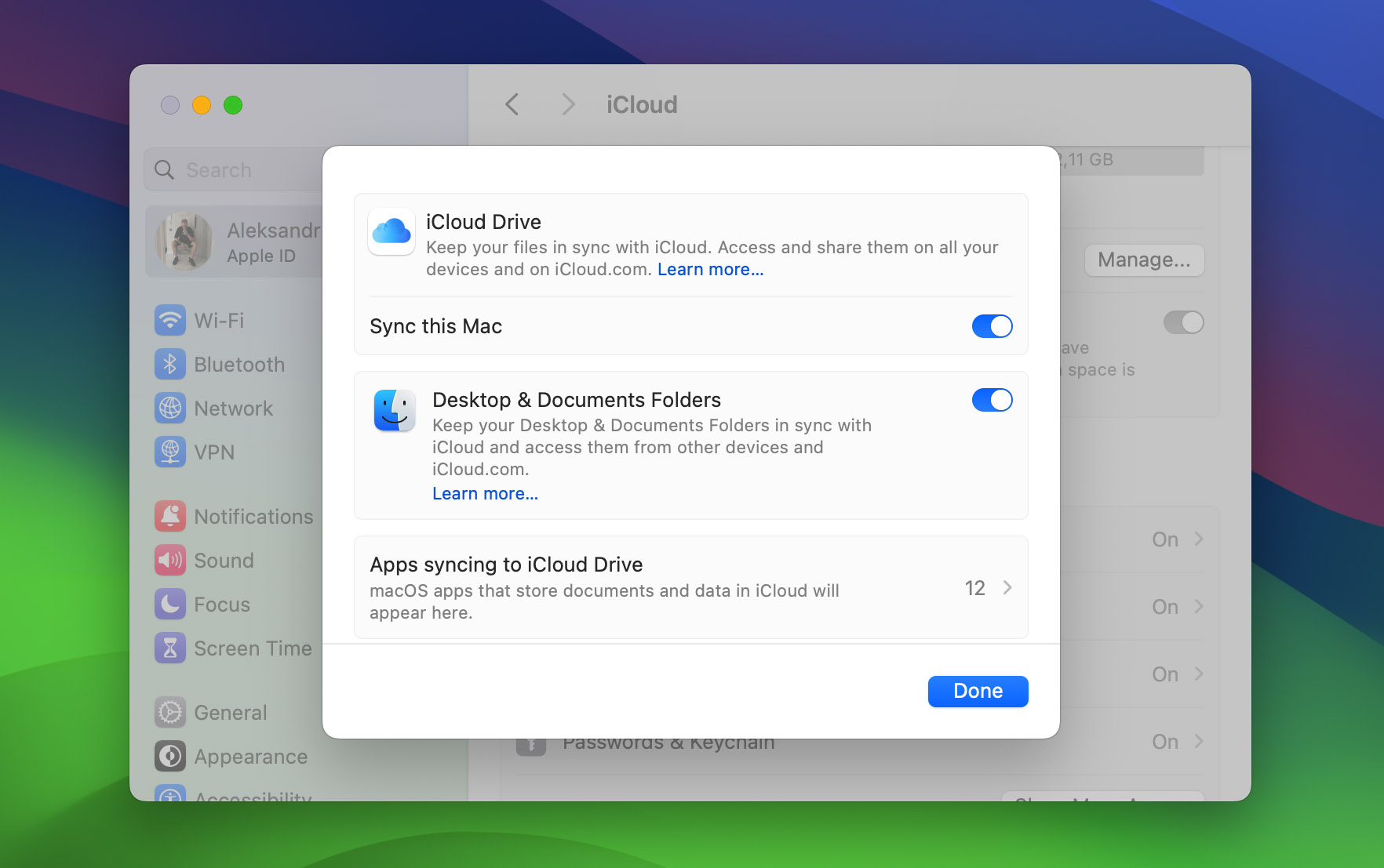 enable iCloud sync in settings