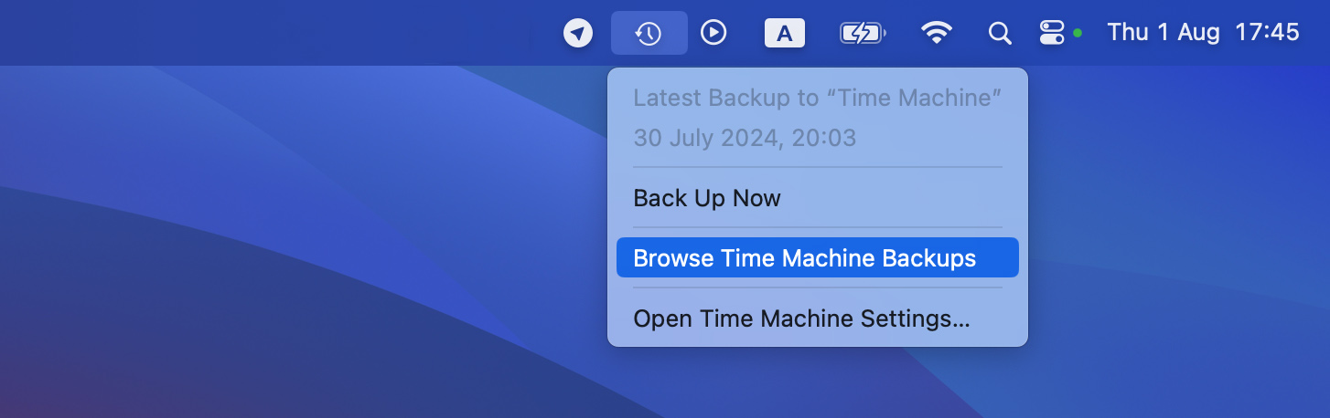 Browse time machine backups