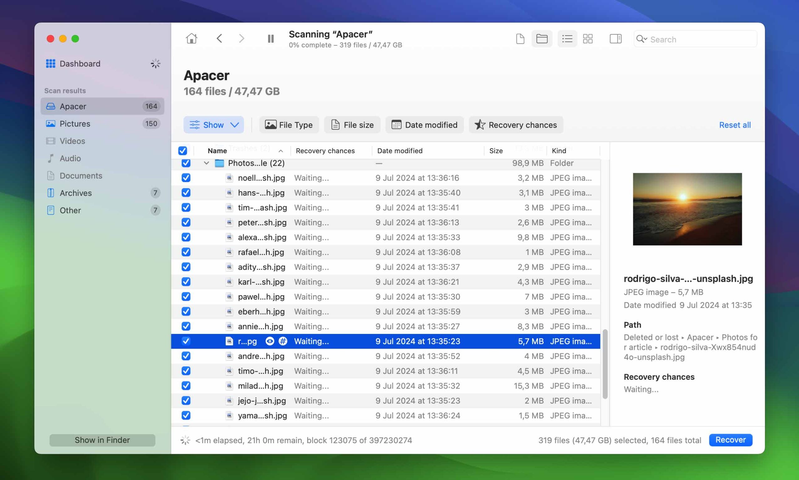 Review found data in Disk Drill results