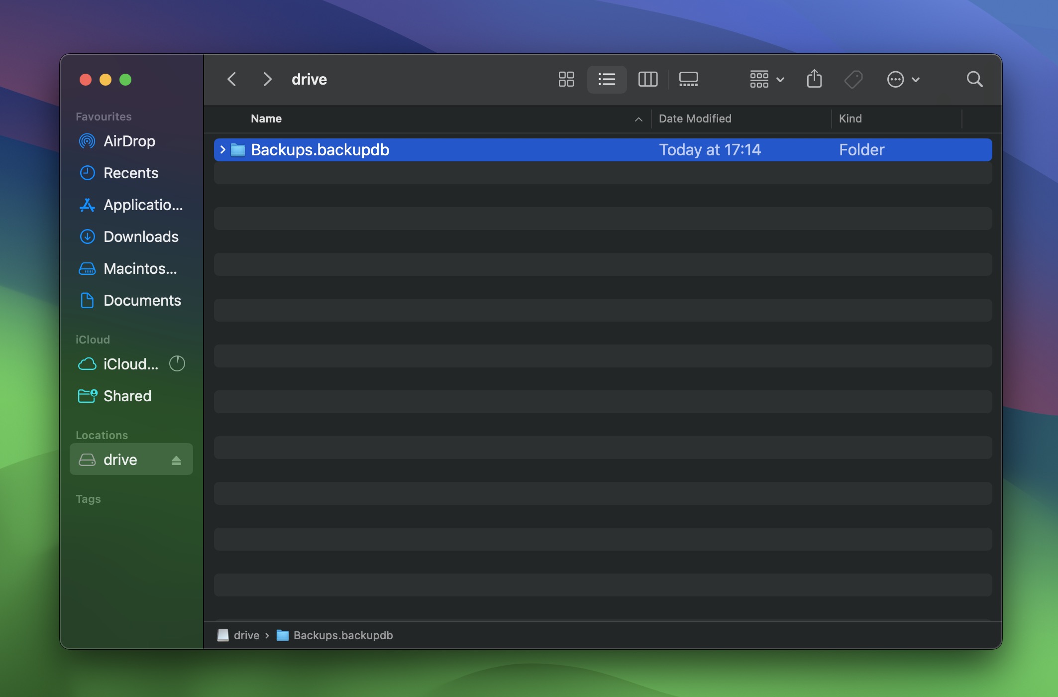 In Finder navigate to the folder named Backups.backupdb