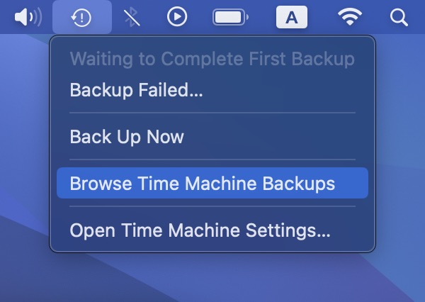 Select Browse Time Machine Backups