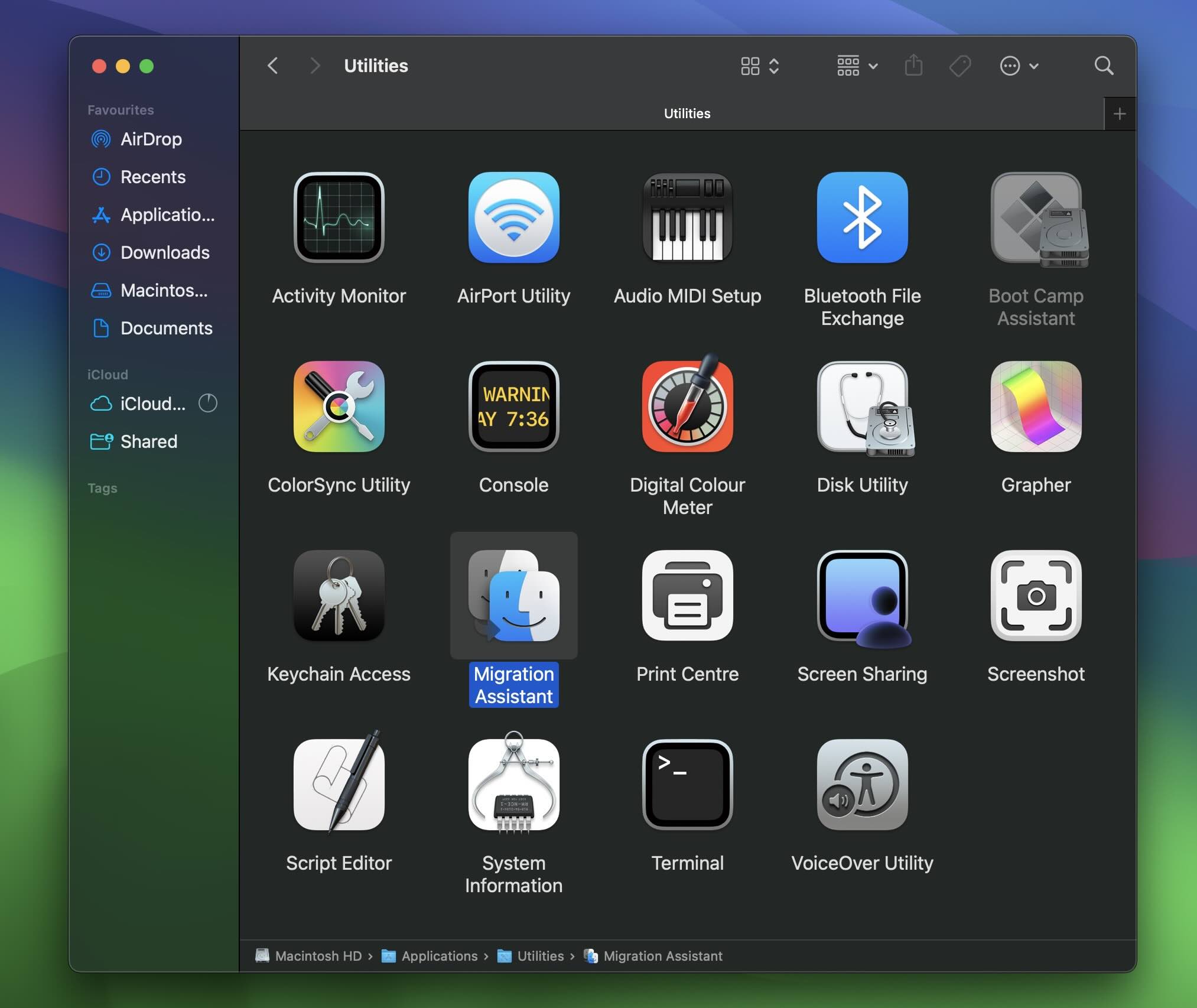 Launch Migration Assistant from the Utilities folder
