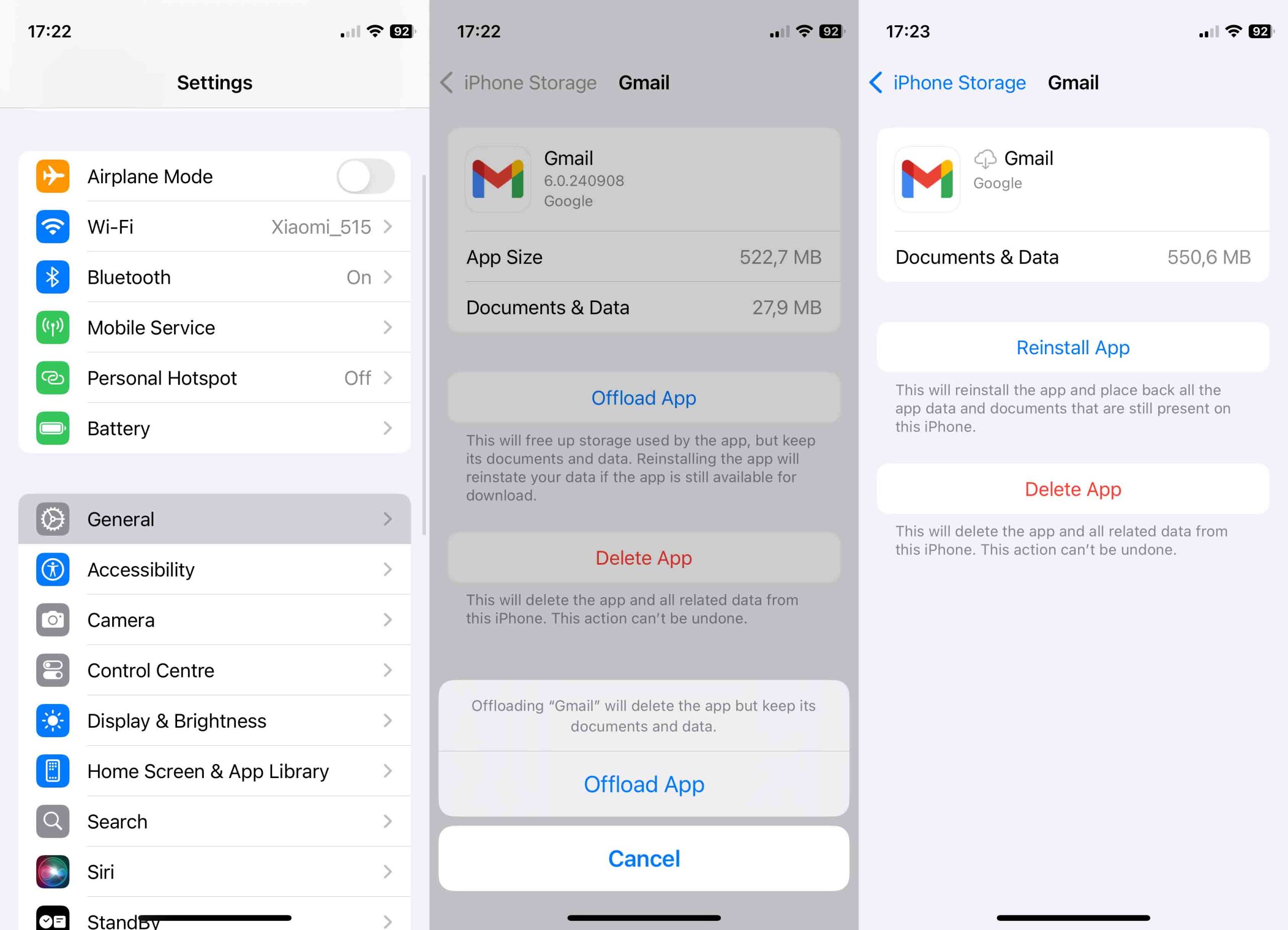 Offload Gmail app