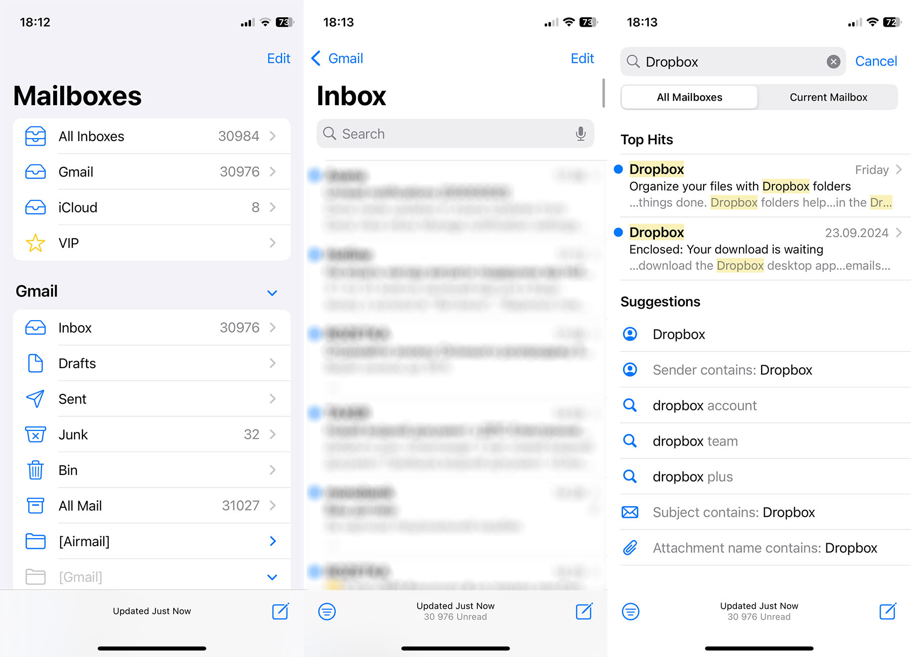 Use the Search in Mail App