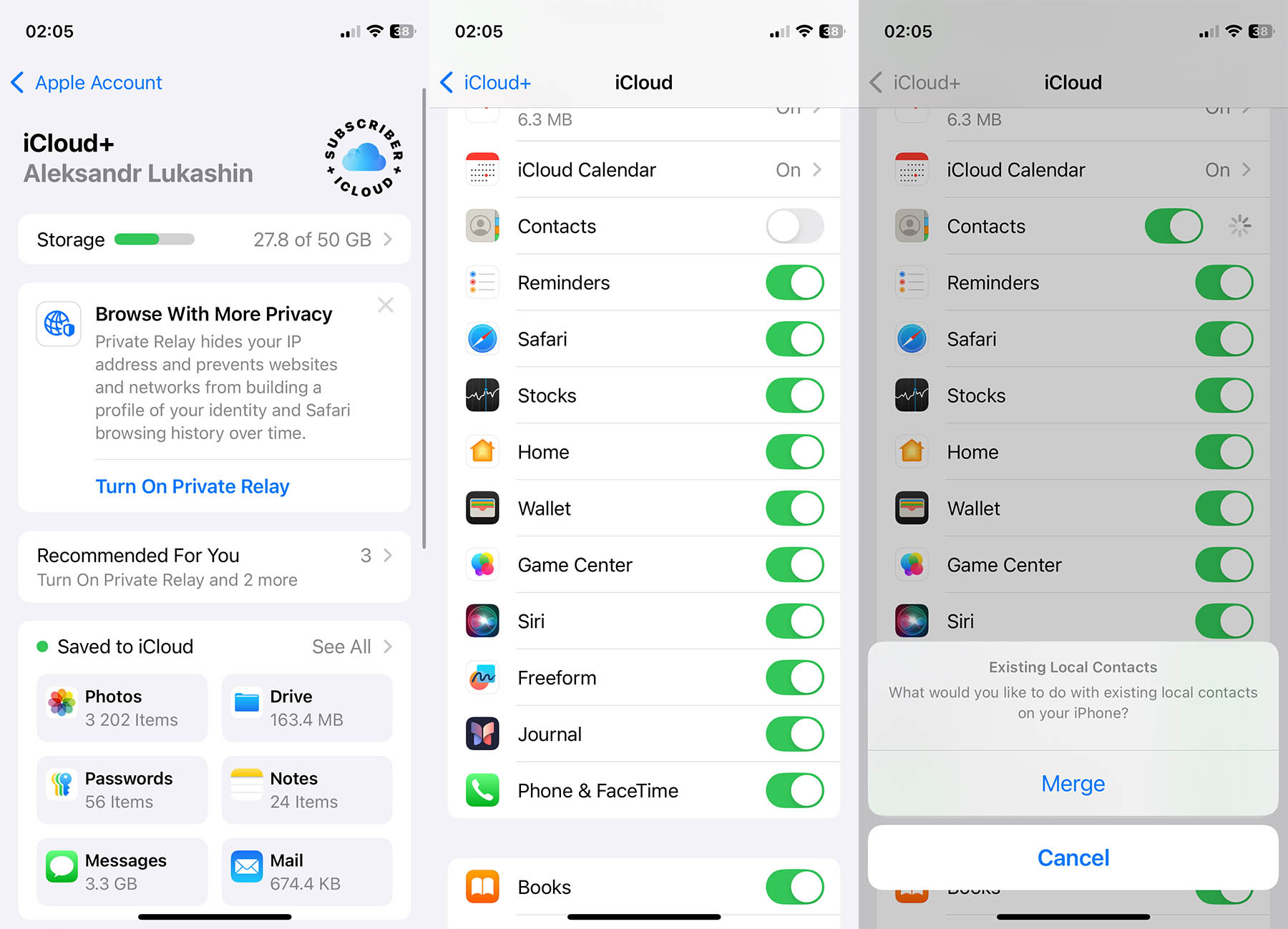 Re-enable iCloud Contacts Sync