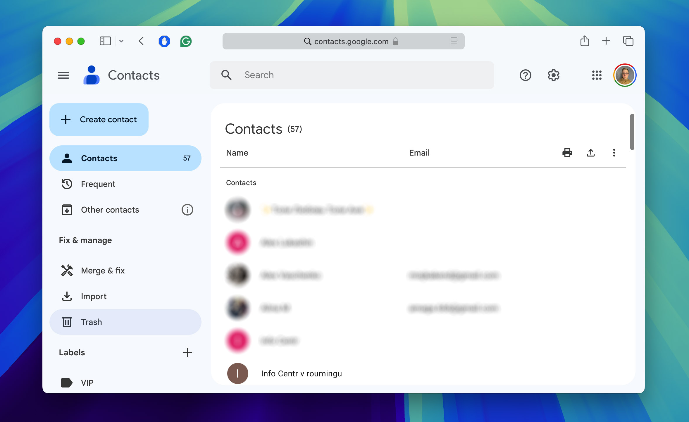 open google contacts