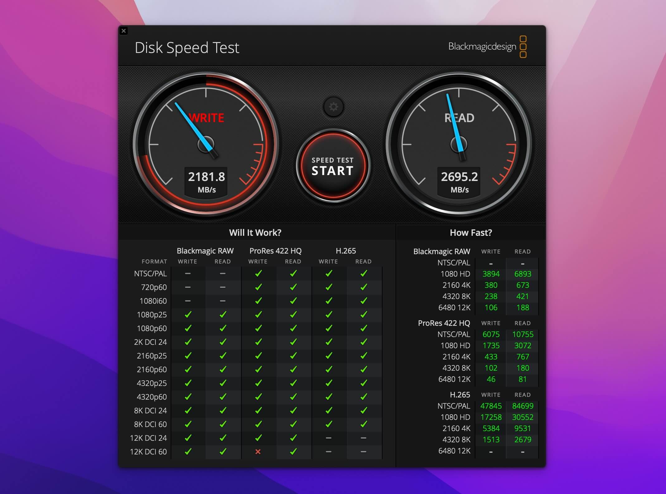 Blackmagic Disk Speed Test