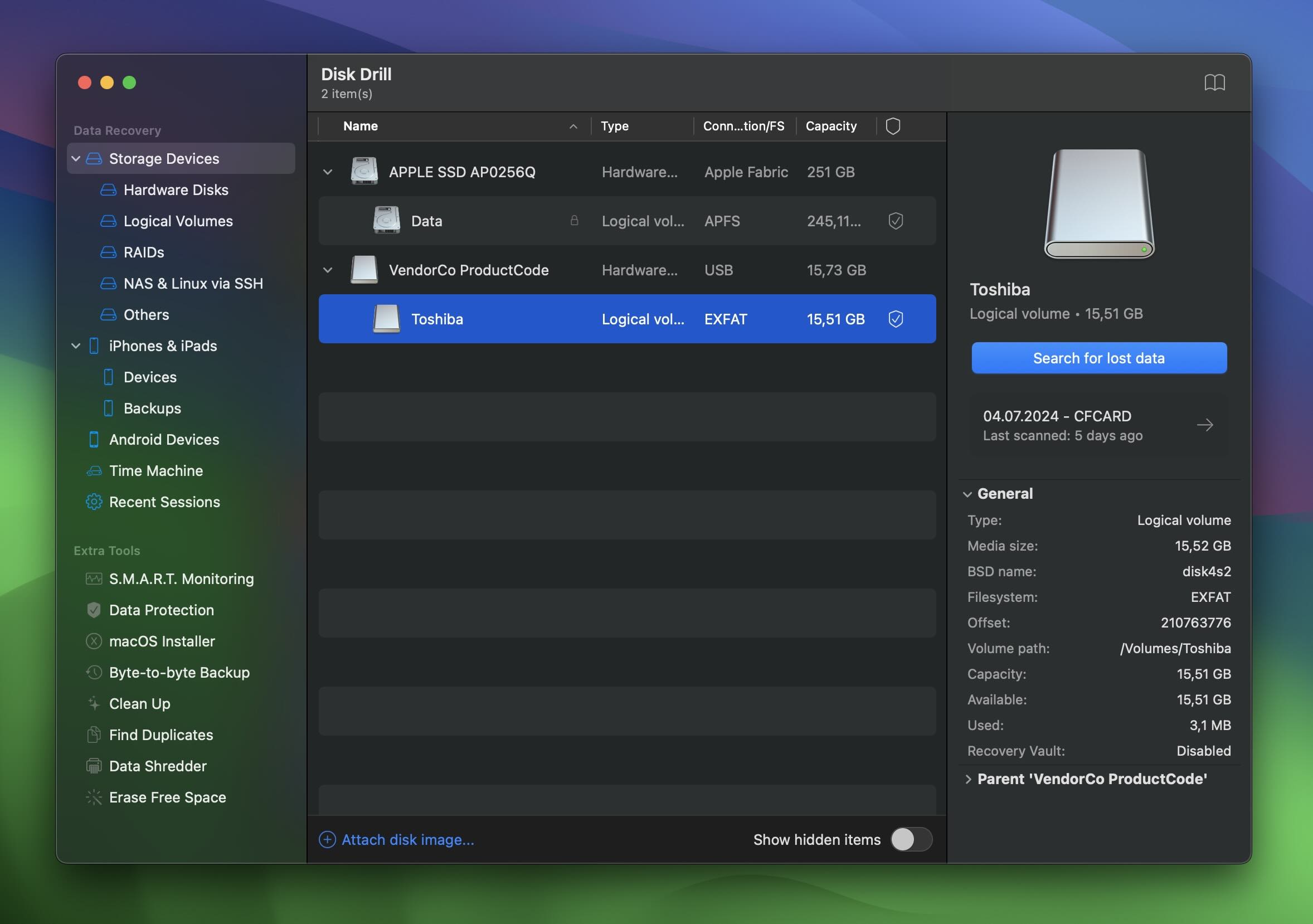 Select the drive where the replaced files were located