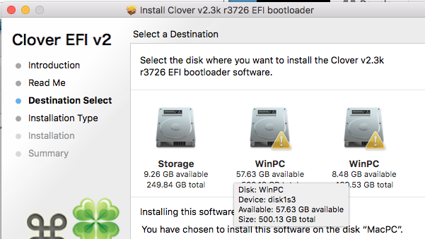 insanely mac install clover efi partition