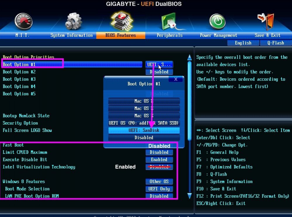 4.BIOS  Features Boot Options Hackintosh .jpg